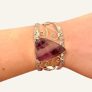 Large Purple Amethyst Cuff Bracelet